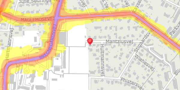 Trafikstøjkort på Mantziusvej 19, 2900 Hellerup