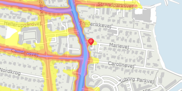 Trafikstøjkort på Marievej 2, 1. th, 2900 Hellerup
