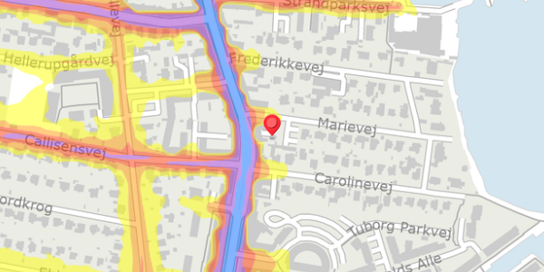 Trafikstøjkort på Marievej 4B, 2900 Hellerup