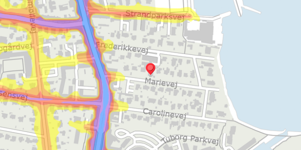 Trafikstøjkort på Marievej 9, 2900 Hellerup