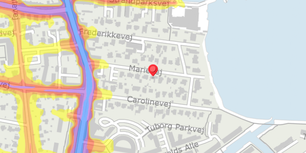 Trafikstøjkort på Marievej 14, 2900 Hellerup