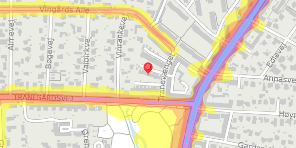 Trafikstøjkort på Nerievej 7, 2900 Hellerup