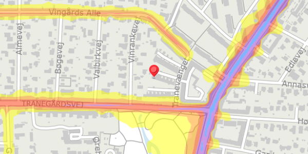 Trafikstøjkort på Nerievej 11, 2900 Hellerup