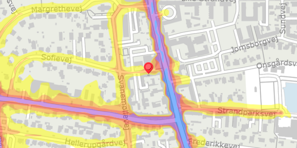 Trafikstøjkort på Sofievej 3, st. th, 2900 Hellerup