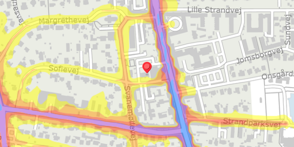 Trafikstøjkort på Sofievej 4A, st. th, 2900 Hellerup