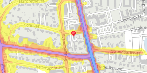 Trafikstøjkort på Sofievej 7, 5. tv, 2900 Hellerup