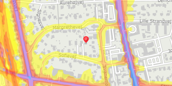 Trafikstøjkort på Sofievej 14A, 2900 Hellerup