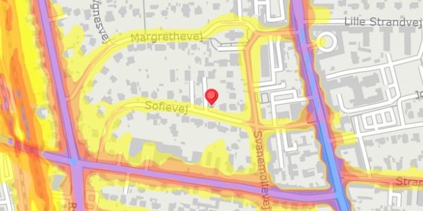 Trafikstøjkort på Sofievej 14B, 2900 Hellerup