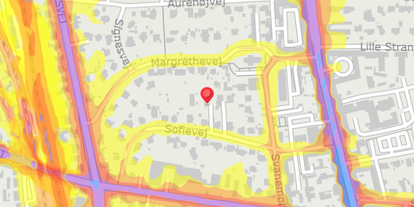 Trafikstøjkort på Sofievej 18A, 2900 Hellerup