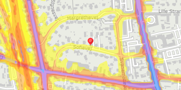 Trafikstøjkort på Sofievej 18C, 2900 Hellerup
