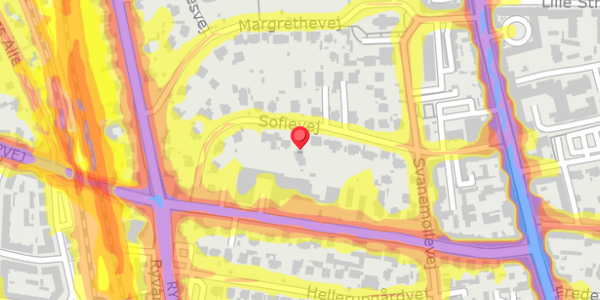 Trafikstøjkort på Sofievej 23, 2900 Hellerup