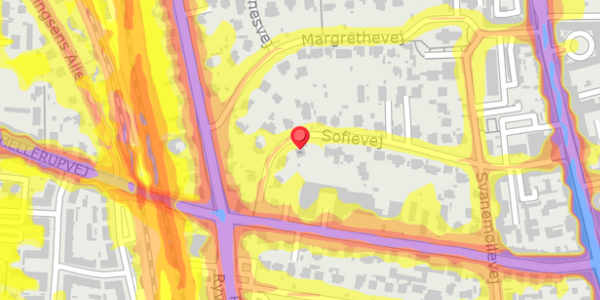 Trafikstøjkort på Sofievej 29, 2900 Hellerup