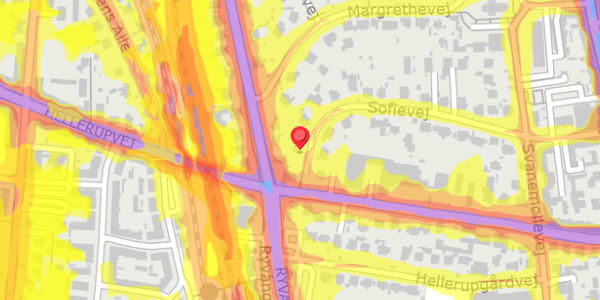 Trafikstøjkort på Sofievej 34, 2900 Hellerup