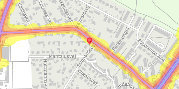 Trafikstøjkort på Stigaardsvej 2, 2900 Hellerup