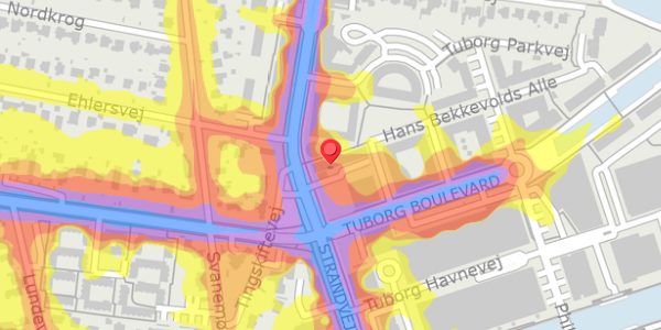 Trafikstøjkort på Strandvejen 62C, 2900 Hellerup