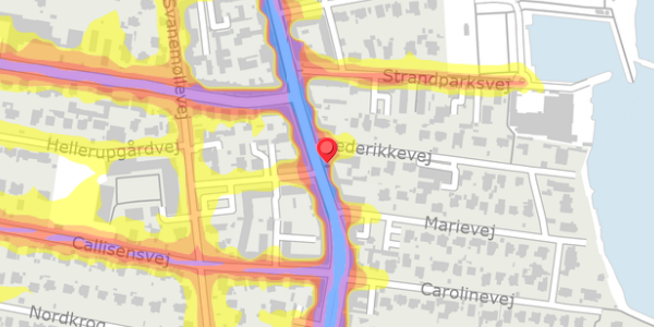 Trafikstøjkort på Strandvejen 86, 2900 Hellerup