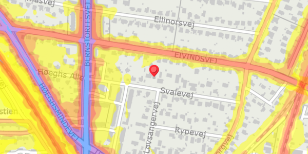 Trafikstøjkort på Svalevej 17, . , 2900 Hellerup