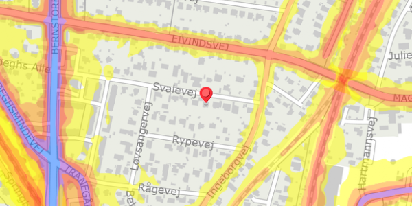Trafikstøjkort på Svalevej 24, . , 2900 Hellerup