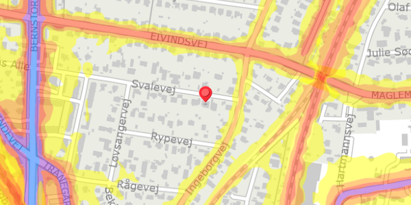 Trafikstøjkort på Svalevej 28, 2900 Hellerup