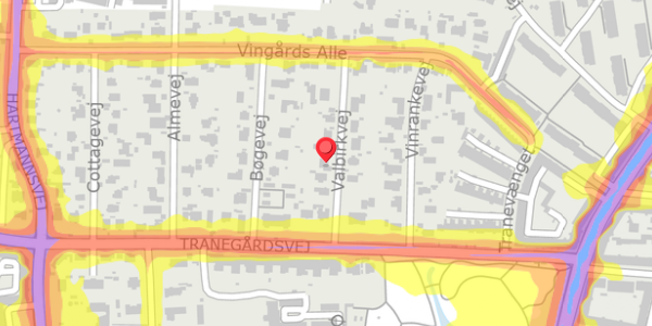 Trafikstøjkort på Valbirkvej 7, 2900 Hellerup