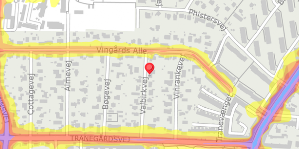 Trafikstøjkort på Valbirkvej 12, 2900 Hellerup