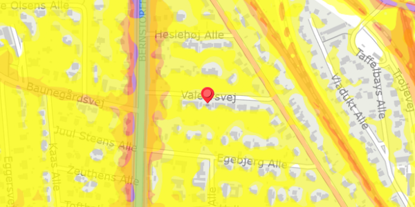 Trafikstøjkort på Valeursvej 11, 2900 Hellerup