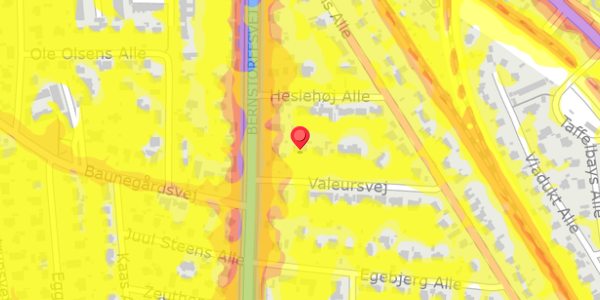 Trafikstøjkort på Valeursvej 12, 2900 Hellerup
