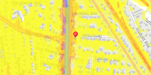 Trafikstøjkort på Valeursvej 17, 2900 Hellerup