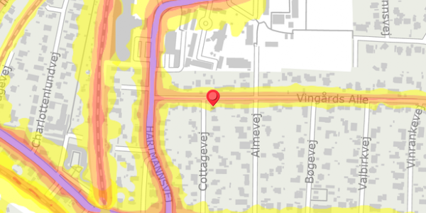 Trafikstøjkort på Vingårds Alle 10, . , 2900 Hellerup