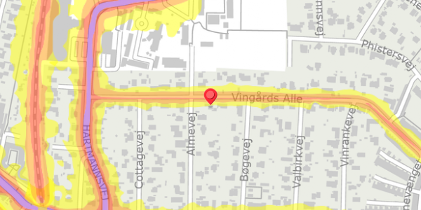 Trafikstøjkort på Vingårds Alle 16, . , 2900 Hellerup