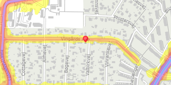 Trafikstøjkort på Vingårds Alle 28, . , 2900 Hellerup