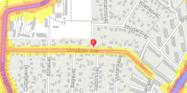 Trafikstøjkort på Vingårds Alle 29, . , 2900 Hellerup