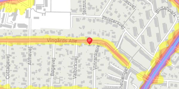 Trafikstøjkort på Vingårds Alle 34, . , 2900 Hellerup