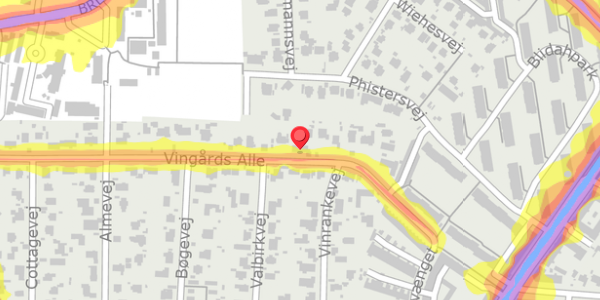 Trafikstøjkort på Vingårds Alle 35, . , 2900 Hellerup