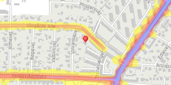 Trafikstøjkort på Vingårds Alle 42, . , 2900 Hellerup