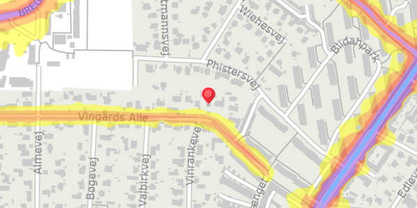 Trafikstøjkort på Vingårds Alle 43, . , 2900 Hellerup