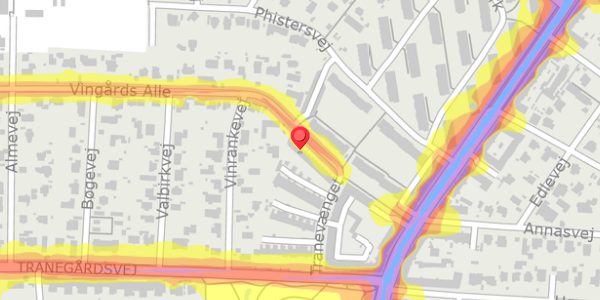 Trafikstøjkort på Vingårds Alle 50, . , 2900 Hellerup