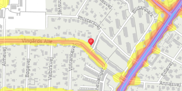 Trafikstøjkort på Vingårds Alle 53, . , 2900 Hellerup