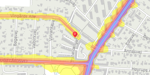 Trafikstøjkort på Vingårds Alle 66, . , 2900 Hellerup