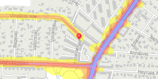 Trafikstøjkort på Vingårds Alle 68, . , 2900 Hellerup