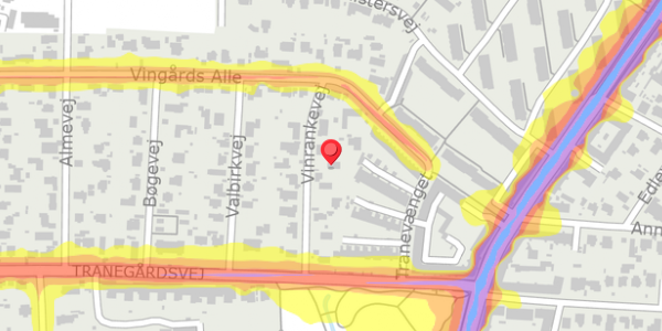 Trafikstøjkort på Vinrankevej 10, 2900 Hellerup