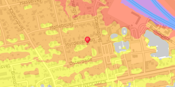 Trafikstøjkort på Hyrdevangen 16, . , 2640 Hedehusene