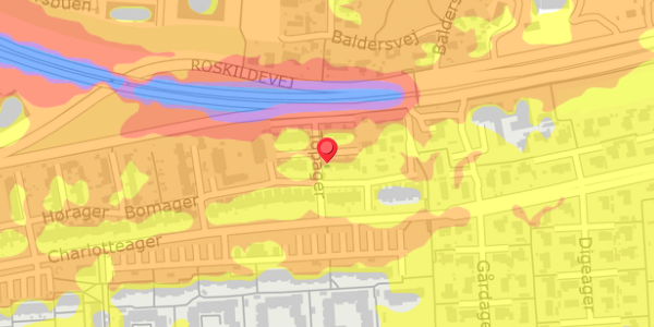 Trafikstøjkort på Topager 36, . , 2640 Hedehusene