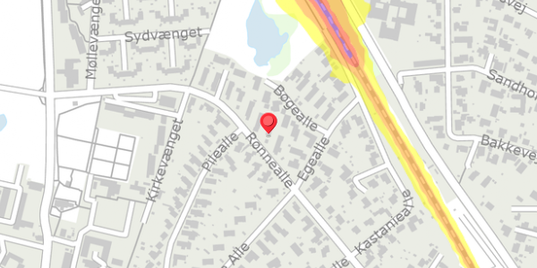 Trafikstøjkort på Rønnealle 34, 3450 Allerød