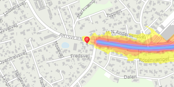 Trafikstøjkort på Amtsvejen 74, 3390 Hundested