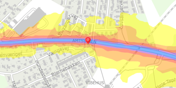 Trafikstøjkort på Amtsvejen 124, 3390 Hundested
