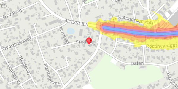 Trafikstøjkort på Fredsvej 1B, 3390 Hundested