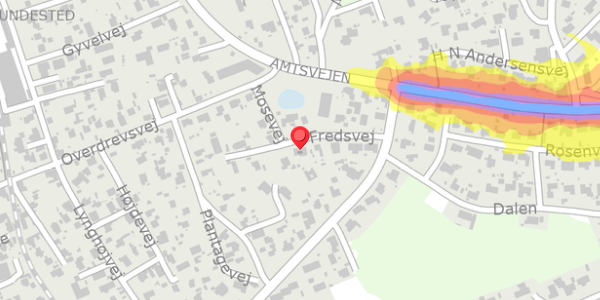Trafikstøjkort på Fredsvej 9, 3390 Hundested