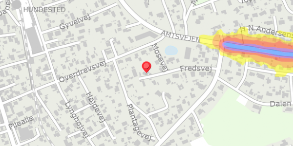 Trafikstøjkort på Fredsvej 14, 3390 Hundested