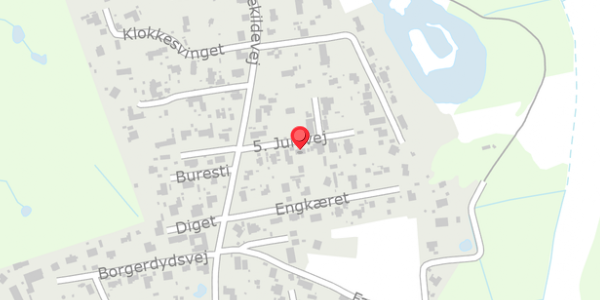 Trafikstøjkort på 5. Junivej 8, 3550 Slangerup